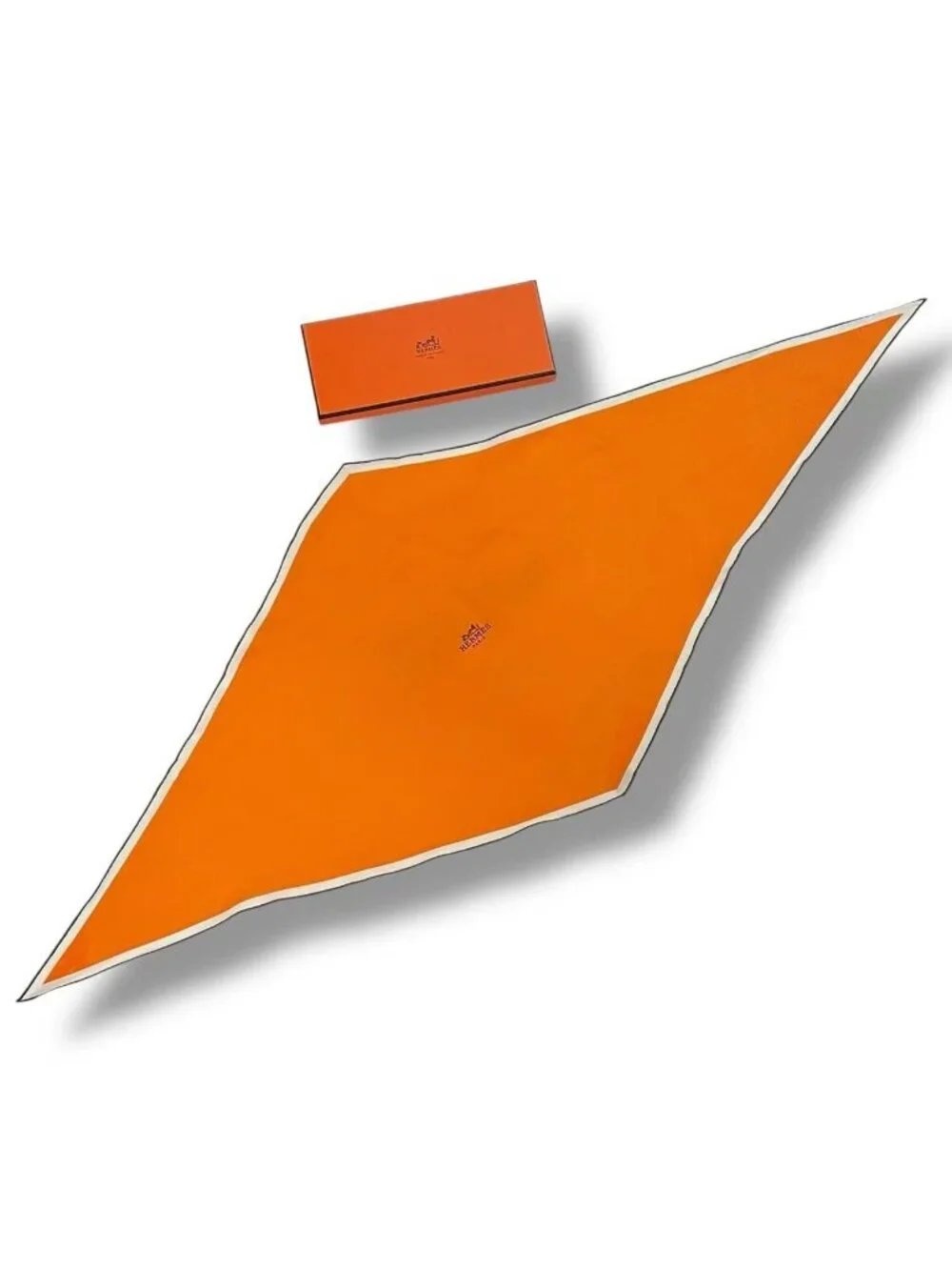 Hermes Diamond Scarf Silk Logo Orange